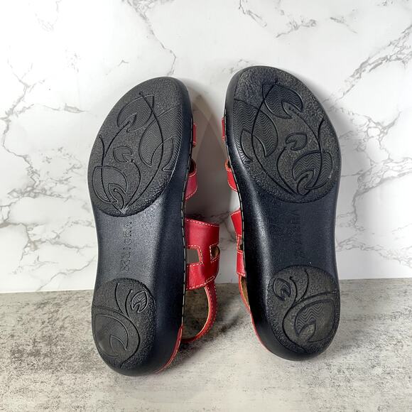 Ziera WMN Strappy 38M Red Leather Brucey Slingback Sandals Open Toe Loop Closure - Picture 6 of 9